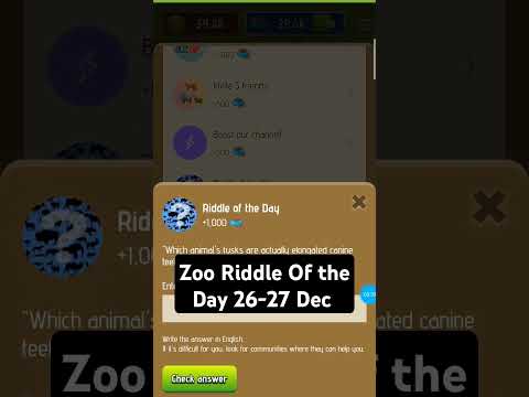 Zoo riddle of the Day code | riddle of the Day Zoo 26-27 Dec | riddle of the Day today  #zooairdrop