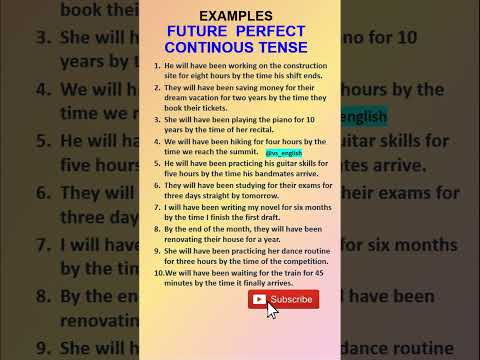 FUTURE PERFECT CONTINUOUS TENSE -EXAMPLE #futureperfectcontinuous  #tense #futuretense VS ENGLISH