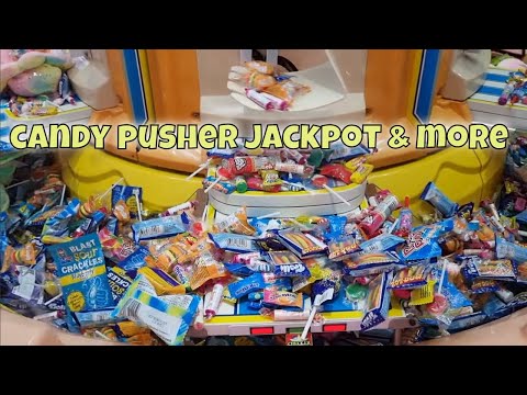 CANDY PUSHER JACKPOTS & ARCADE BARBERCUT & CLAW MACHINE WINS!!!!