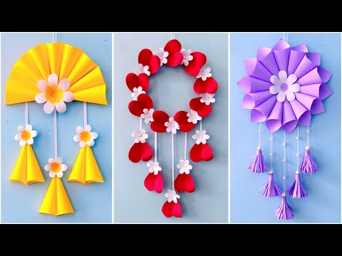 3 Unique Flower Wall Hanging / Quick Paper Craft For Home Decoration  Easy Wall Mate DIY Wall Decor