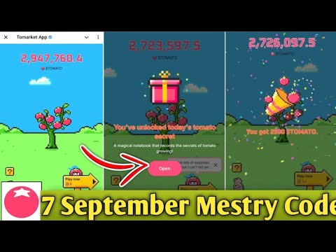 Tomarket Daily combo || Tomarket 7 September Mestry Code || Tomarket mestry code 😱