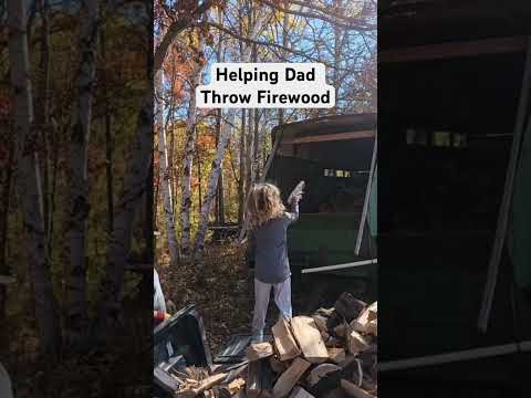 Throwing firewood is a family affair #homesteading #firewood