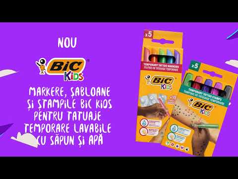 Markere, sabloane si stampile BIC Kids pentru tatuaje temporare 6 sec