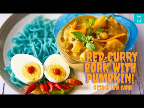 Keto Thai Red Curry Pork with Pumpkin & Halloween Noodles Recipe | Keto & Low Carb