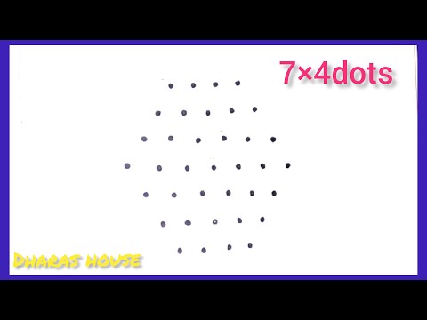 Easy simple rangoli kolam design 7×4dots||rangoli for beginners||dharas house||#43