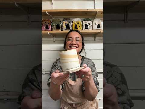 Colouring porcelain with stains before wheel throwing! #shorts #porcelain #wheelthrown #pottery