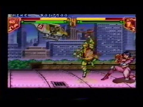 TMNT: Tournament Fighters - (Michaelangelo) Final Boss Battles vs. Rat King, Karai & finale