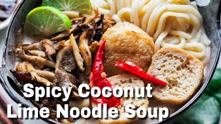 Cozy Thai-inspired Spicy Coconut Lime Noodle Soup | Foodpassionical Recipes