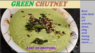 Green Chutney | Easy to prepare | Yummy side-dish for snacks, dosa etc | Coriander rich flavor