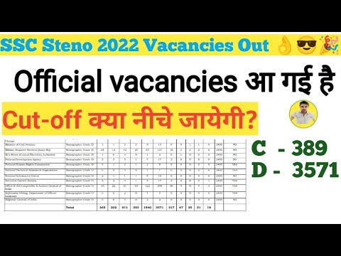 Ssc steno 2022 final vacancies out || ssc steno 2022 exam || steno preference form  #sscsteno2022