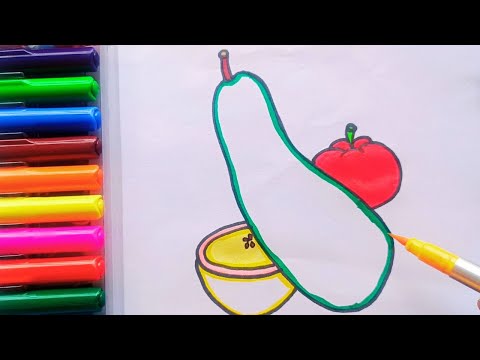 Drawing and Painting Vegetables for Kids & Toddlers | Simple Drawing, Coloring #drawing