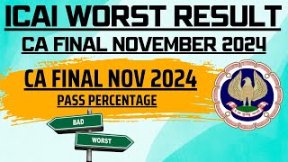 ICAI Worst Result CA final November 2024 | CA final November 2024 Pass Percentage