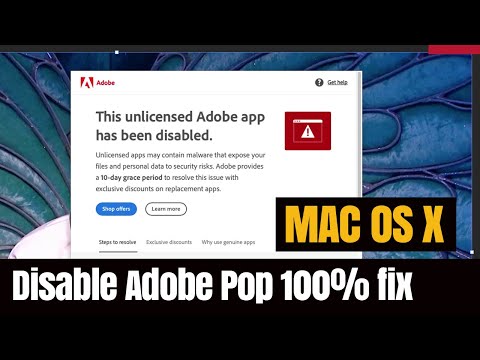 How To Disable Adobe Pop UP Mac os x aobe Unlicensed