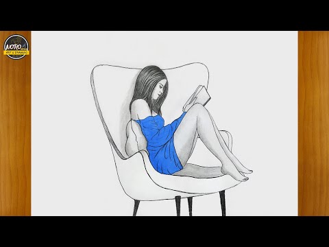 How to draw a girl reading book || Drawing of A Cute Girl Studying Moment - step by step