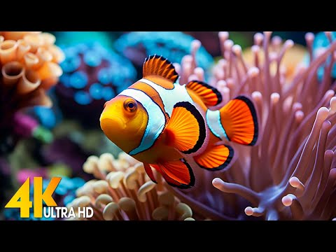 Aquarium 4K VIDEO (ULTRA HD) 🐠 Beautiful Coral Reef Fish - Relaxing Sleep Meditation Music #138