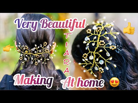 How to make beautiful 𝕋𝕀𝔸ℝ𝔸 making at home#tiara#athome#hairaccessories#diyideas#trending#hair