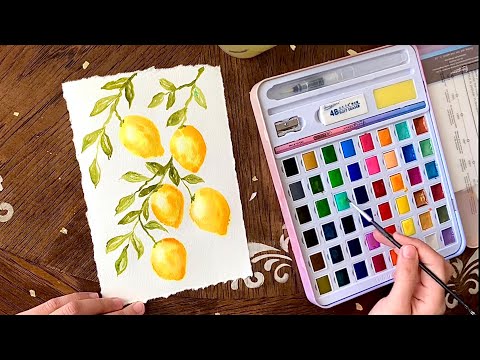 Let’s Paint Lemons | Easy Watercolor Lemons Tutorial | Watercolor Painting for Beginners/Lemon Tree