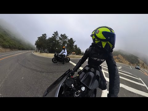 motorcycles on cloudy canyon road | RAW Insta360 x4