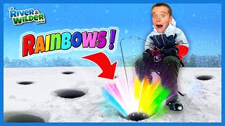 🌈 RAINBOWS in a FROZEN lake!!! Kids winter fishing adventure