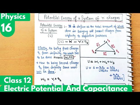 16) Potential Energy of a system of n charges| electrostatic potential & capacitance| physics