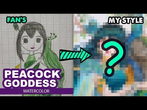 DRAWING PEACOCK GODDESS | #6 Redraw fan’s painting | Huta Chan