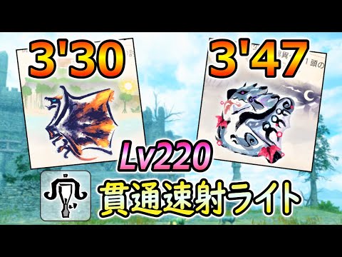 ヴァーチ貫通速射ライト装備 (Lv220 傀異克服クシャルダオラ 3分30秒 Lv220 リオレウス希少種 3分47秒) 【サンブレイク】