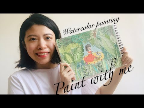 【30+开始画插画】跟我一起画画吧！Paint with me -「Girl in the Forest」| 水彩画过程 Watercolor painting process