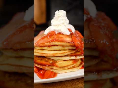 Need an easy, quick, and cheap breakfast? Try these Pancakes with Strawberry Compote.