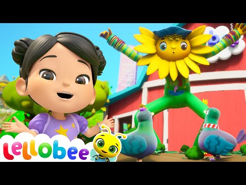 Scarecrow Fun: Can They Scare the Birds Away | 🌻Lellobee City Farm - Kids Playhouse Song Mix