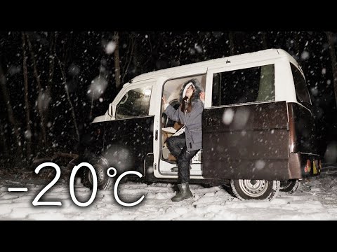 Kei-car camping in beautiful snow.−20℃ / −4°F