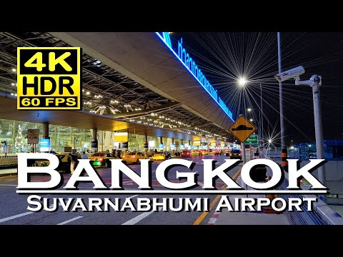 Bangkok Suvarnabhumi Airport - Nightlife, Check-in, Shops, Restaurants, 4K 💖 Walking Tour 👀 Thailand