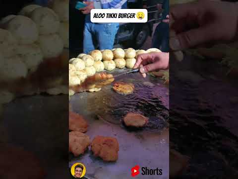 Owner says LOVE YOU for eating his delicious aloo tikki burger 😂😂 #shorts #food #youtubeshorts