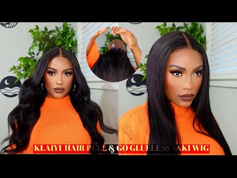 ADJUSTABLE DRAWSTRING! 7X5 PULL&GO YAKI STRAIGHT GLUELESS WIG INSTALL BLEND INTO SKIN FT KLAIYIHAIR