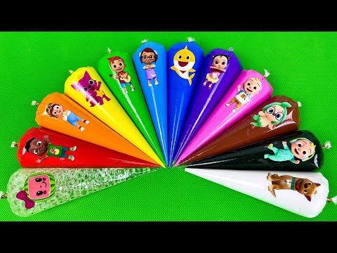 Looking Cocomelon, Hogi, Pinkfong Rainbow Magical Slime Bag with CLAY ! Satisfying ASMR Videos