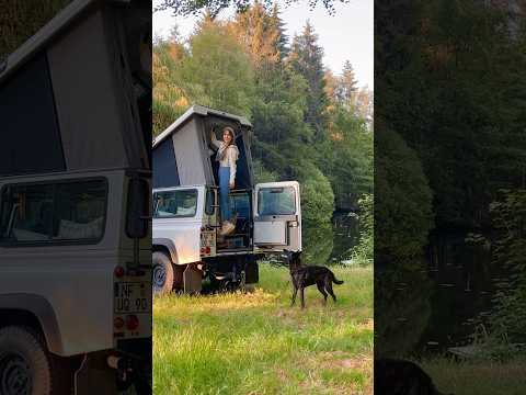 Setting up my solo camp in 5 seconds #solocamping #poptop #rooftoptent #forestcamping