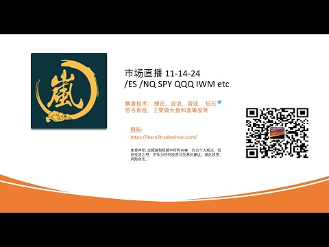 市场直播 11-14-24/ES /NQ SPY QQQ IWM etc解盘技术： 缠论，波浪，谐波， 钻石💎信号系统，主要做大盘和蓝筹股等