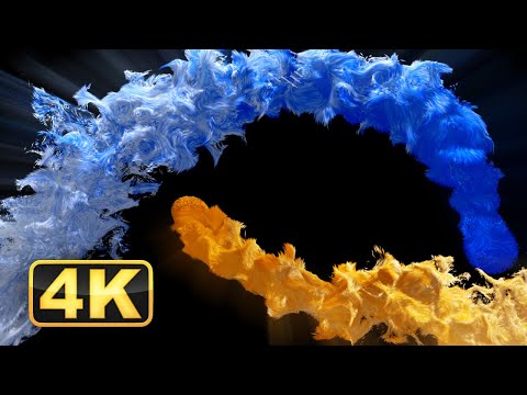 4K Colorful Kinetic Powder with Calming Music! 1 Hour Screensaver! Abstract Video for Meditation