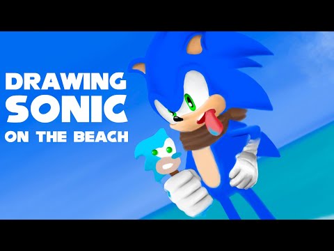 Drawing Sonic on the beach (Digital, iPad Pro)