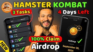 Hamster Kombat 100% AirDrop Claim 3 Tasks | Hamster Kombat Airdrop Withdrawal Now