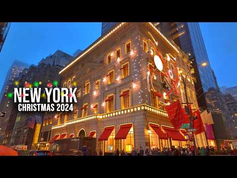 New York City Christmas 2024 4K Manhattan Christmas Ambience NYC 5th Avenue Rockefeller Center Tree✨