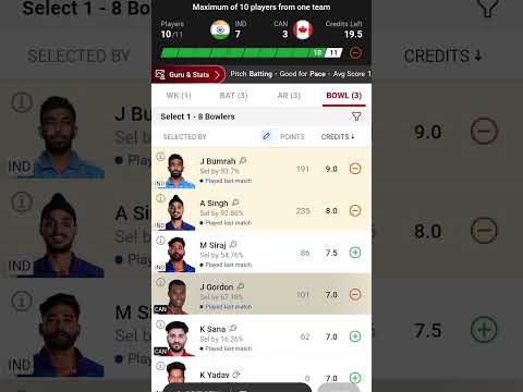 ind vs can dream11 team kaise banaye || ind vs can dream11 team kaise banaye || ind vs can T20 world