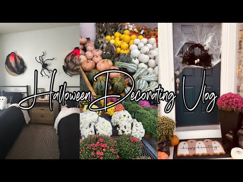 DECORATE WITH ME | HALLOWEEN FRONT PORCH & KIDS BEDROOM | HALLOWEEN DECORATING 2024 HOME VLOG