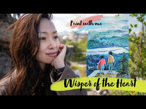 Painting a Studio Ghibli scene | Whisper of the Heart | Relaxing Acrylic painting timelapse