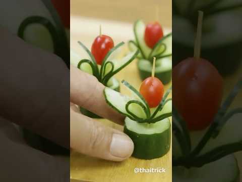 Carrot & Cucumber Flower Garnishes | Easy Food Decoration