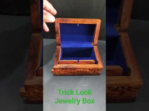 Wooden Jewelry Box Hidden Lock Rose Wooden