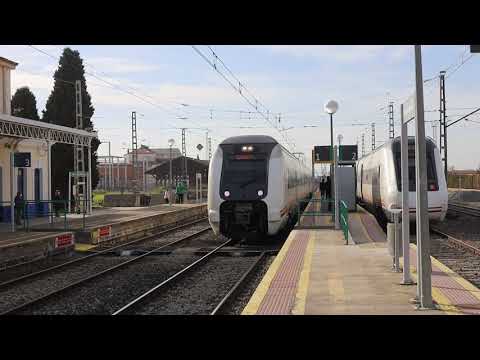 Cruce en la estación de Almagro: 449 y 599 (26/02/2021)