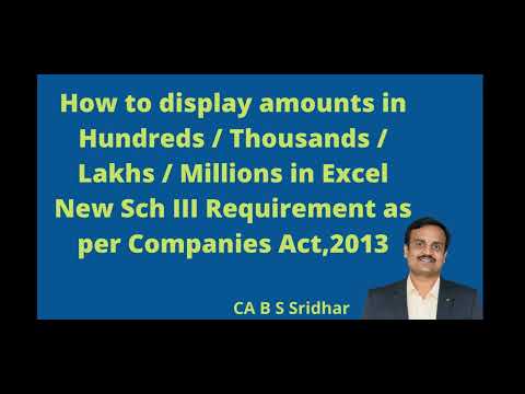 Show Numbers in Hundreds,Thousands,Lakhs or Millions in Excel | Schedule III Companies Act Amendment