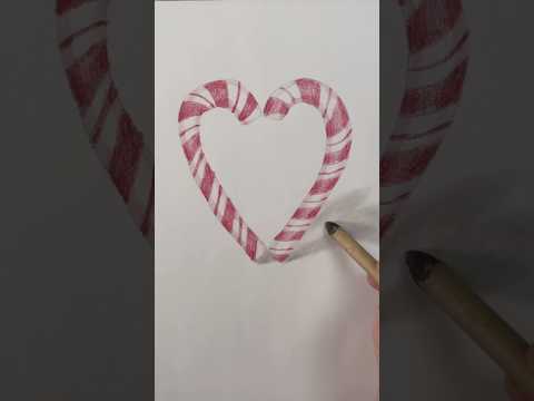 Draw a candy cane heart! Easy drawing lesson for beginners.