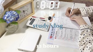 Study vlog (眠い日の12時間勉強タイムラプス, time lapse, 休校中)