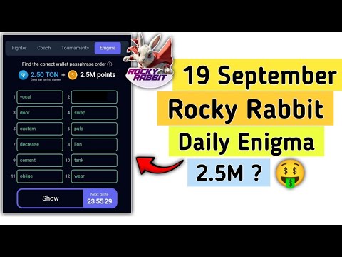 rocky rabbit new enigma 19 september | rocky rabbit daily combo today | rocky rabbit passpharse